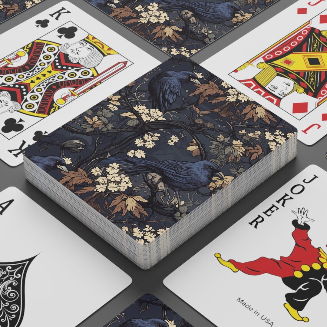 Raven Floral Print Poker Playing Cards, Gothic Colors, Inspired by the ...
