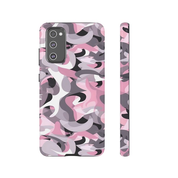 Coque de portable robuste rose camouflage - iPhone, Galaxy, Pixel et plus