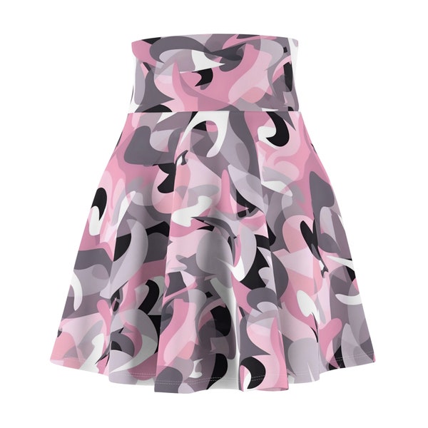 Pink Camo Women's Skater Skirt, Army Print, Military Style, Summer Comfort, Skater Girl, Sweet Summer Comfort, Plus Size Available