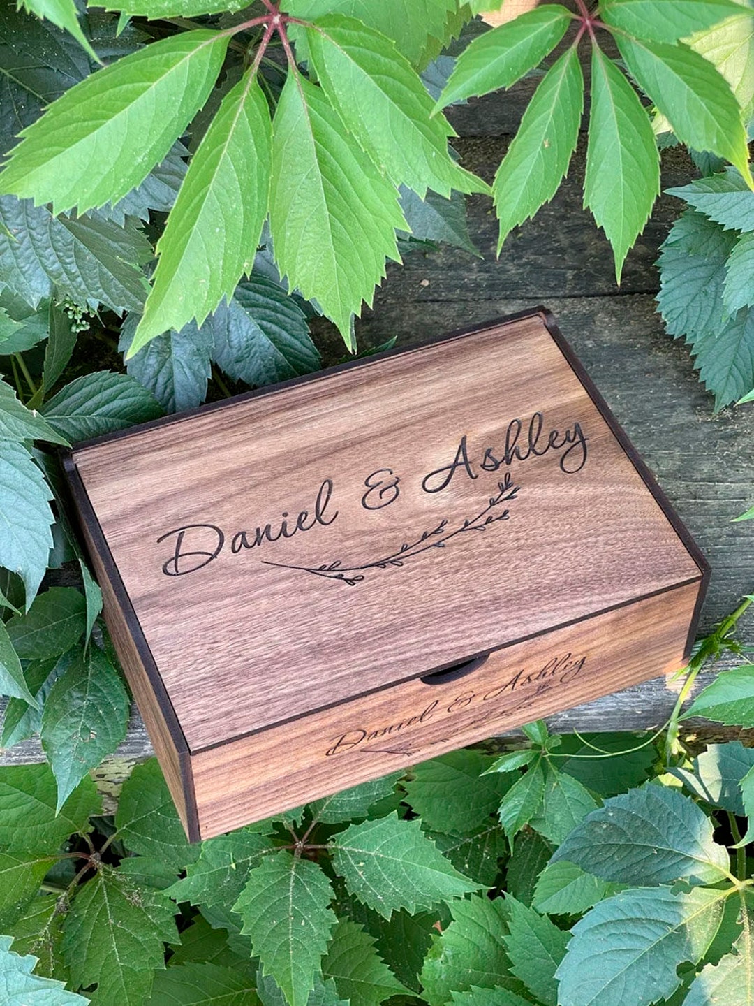 Personalized Wooden Box With Name and Monogram Custom Jewelry Etsy