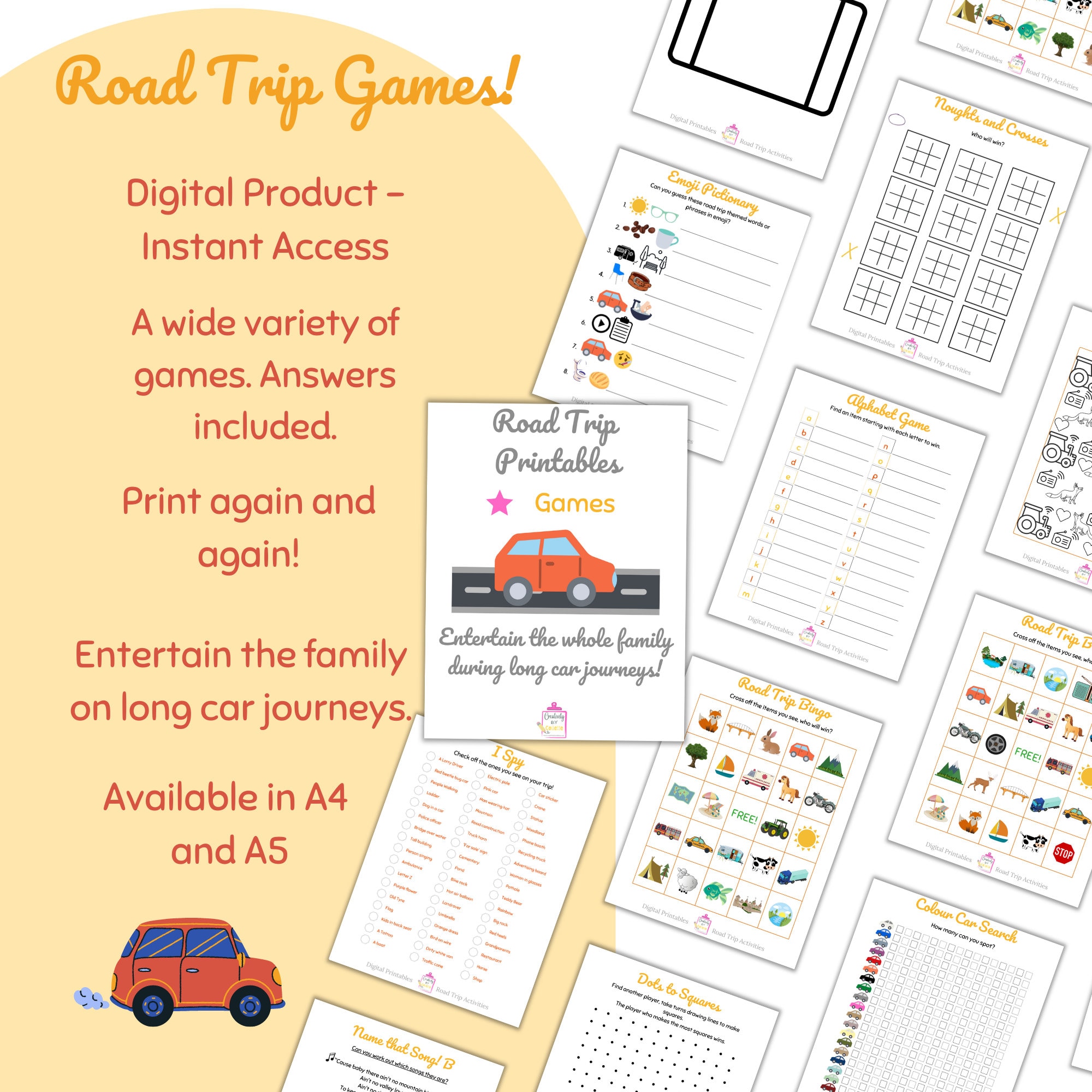 Road Trip Games Printable, Digital Product, Kids Games, Children's Car ...
