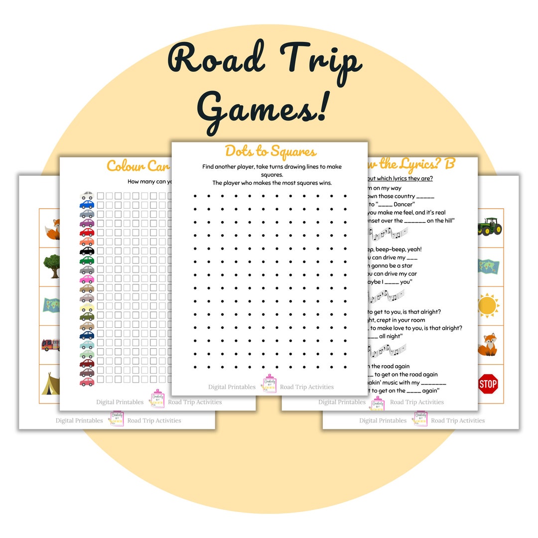 Road Trip Games Printable, Digital Product, Kids Games, Children's Car ...
