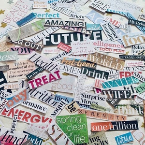 Kit imprimable Vision Board Mots réels du magazine Mots du magazine, loi de l'attraction, kit de fête Vision Board, Vision Board 2025, mots en papier