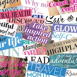 50+ parole di riviste stampabili, parole della bacheca visionaria, bacheca visionaria 2025, ritagli di riviste per scrapbooking, kit per feste con bacheca visionaria