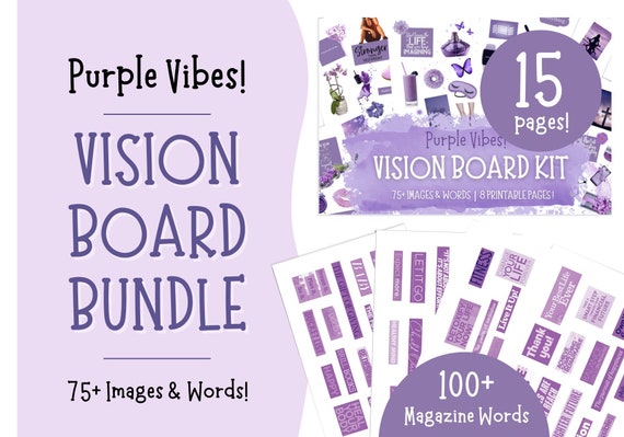 Purple Vision Board Bundle for Women Vision Board Printable Vision Board  Purple Collage Kit Magazine Words Vision Board for Girls 