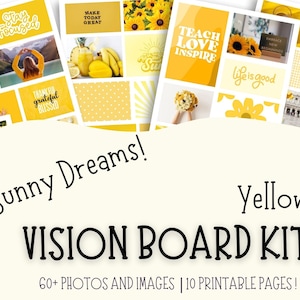Tableau de vision imprimable, Kit de tableau de vision jaune, kit de partie de tableau de vision, tableau de vision pour les femmes, tableau de vision pour les filles