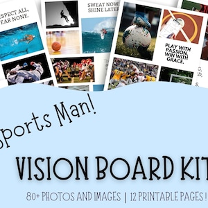 Vision Board Kit voor mannen, tienerjongens Vision Board printables, sport Vision Board, motivatie voor mannen, doelen stellen voor mannen