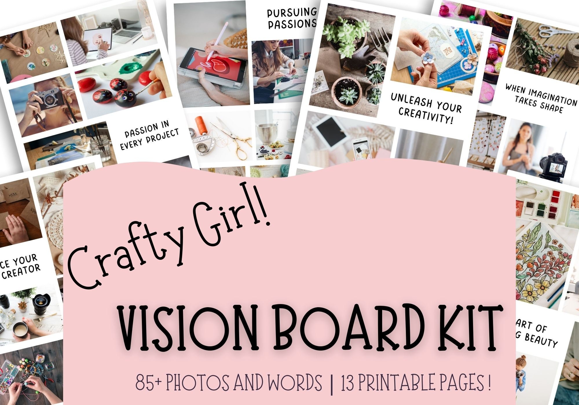 2024 Vision Board Kit Complete Ultimate Bundle Inspirational Dream Board  Motivational Mood Board Positive Goal Board Cream Color Printable