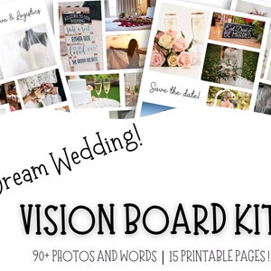 Kit de tableau de vision de mariage, tableau de vision imprimable, collage de photos de planification de mariage, tableau de vision pour les femmes, tableau de vision pour les couples