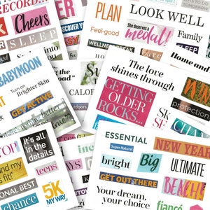 Plus de 450 vrais mots de magazine à imprimer, mots Vision Board, kit Vision Board, coupures de magazines pour scrapbooking,