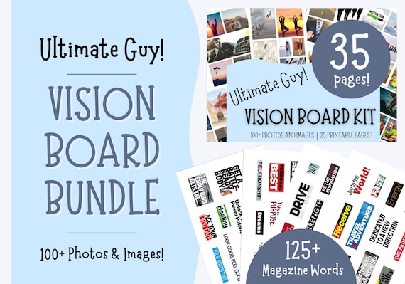 Vision Board for Men Vision Board Printable for Males & Boys Vision Board  Magazine Words for Men 