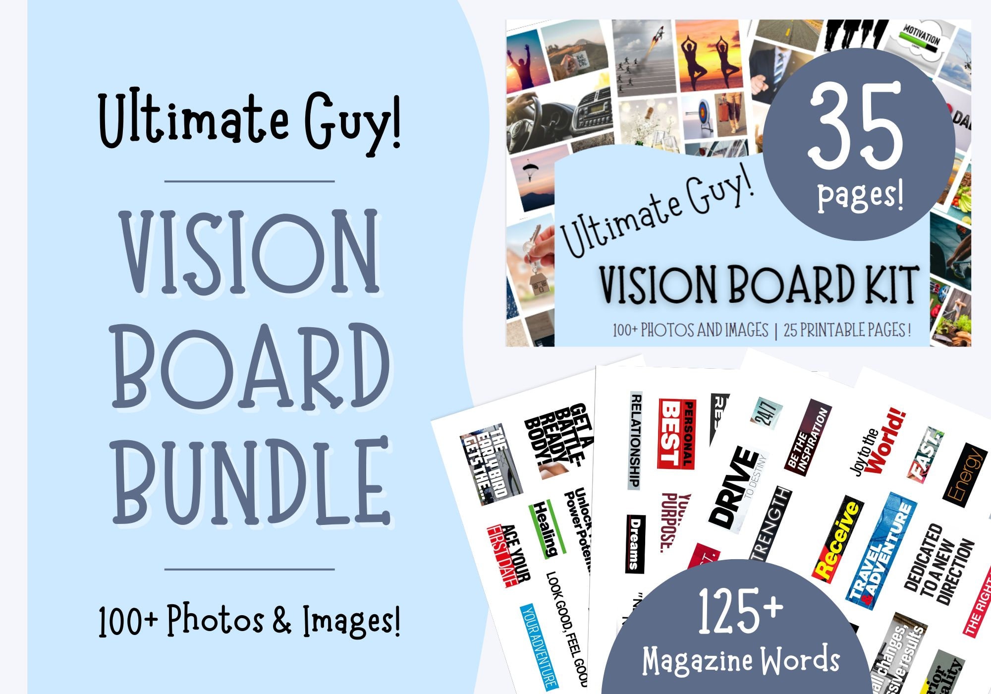  2023 Vision Board Clip Art Book For Black Men: 250+
