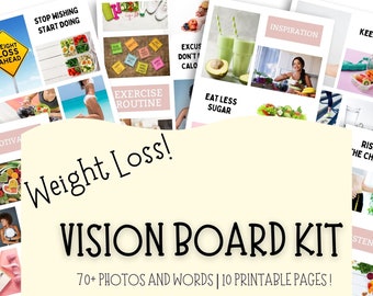 Vision Board imprimable pour perdre du poids, Vision Board Kit, Fitness Printable, Weight Loss Tracker, Weight Watchers