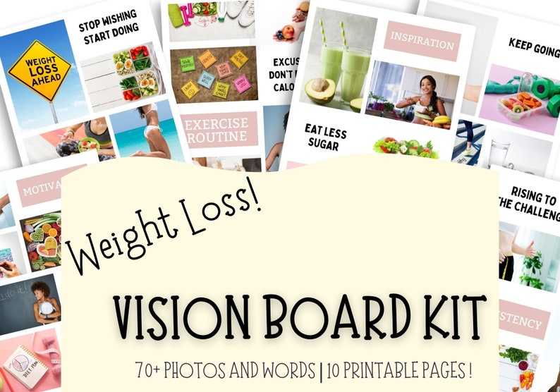 Vision Board Printable for Weight Loss, Vision Board Kit, Fitness ...