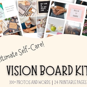 Vision Board soins personnels à imprimer, Vision Board pour femmes, Kit de fête Vision Board, Vision Board 2025, Santé mentale imprimable
