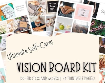 Self-Care Vision Board Printable, Vision Board for Women, Vision Board Party Kit, Vision Board 2026, Mental Health Printable