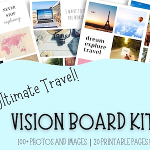 Travel Vision Board Kit, Vision Board Printable, Vision Board Party Kit, Vision Board Kit 2025, Travel Journal, Bucket List Printable