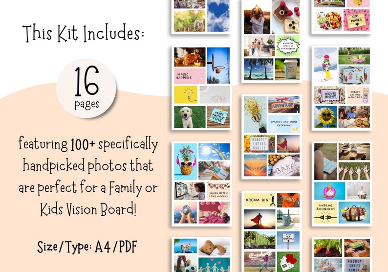 Family Vision Board Kit, Kids Vision Board Printable, Family Activity Printable, Vision Board Printable for Boys & Girls, Rainy Day Activity image 2