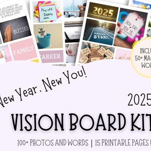 Kit Vision Board 2025, Images imprimables pour soirée Vision Board, Vision Board pour femme, Photos Vision Board, Vision Board pour fille, Mots dans un magazine