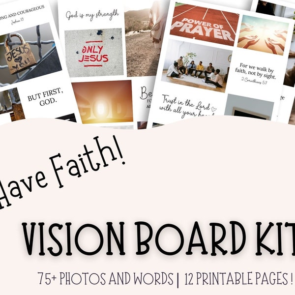 Vision Board Faith Printable, Christian Vision Board Kit, Vision Board for Prayer, Vision Board for Women's Faith, Church Vision Board