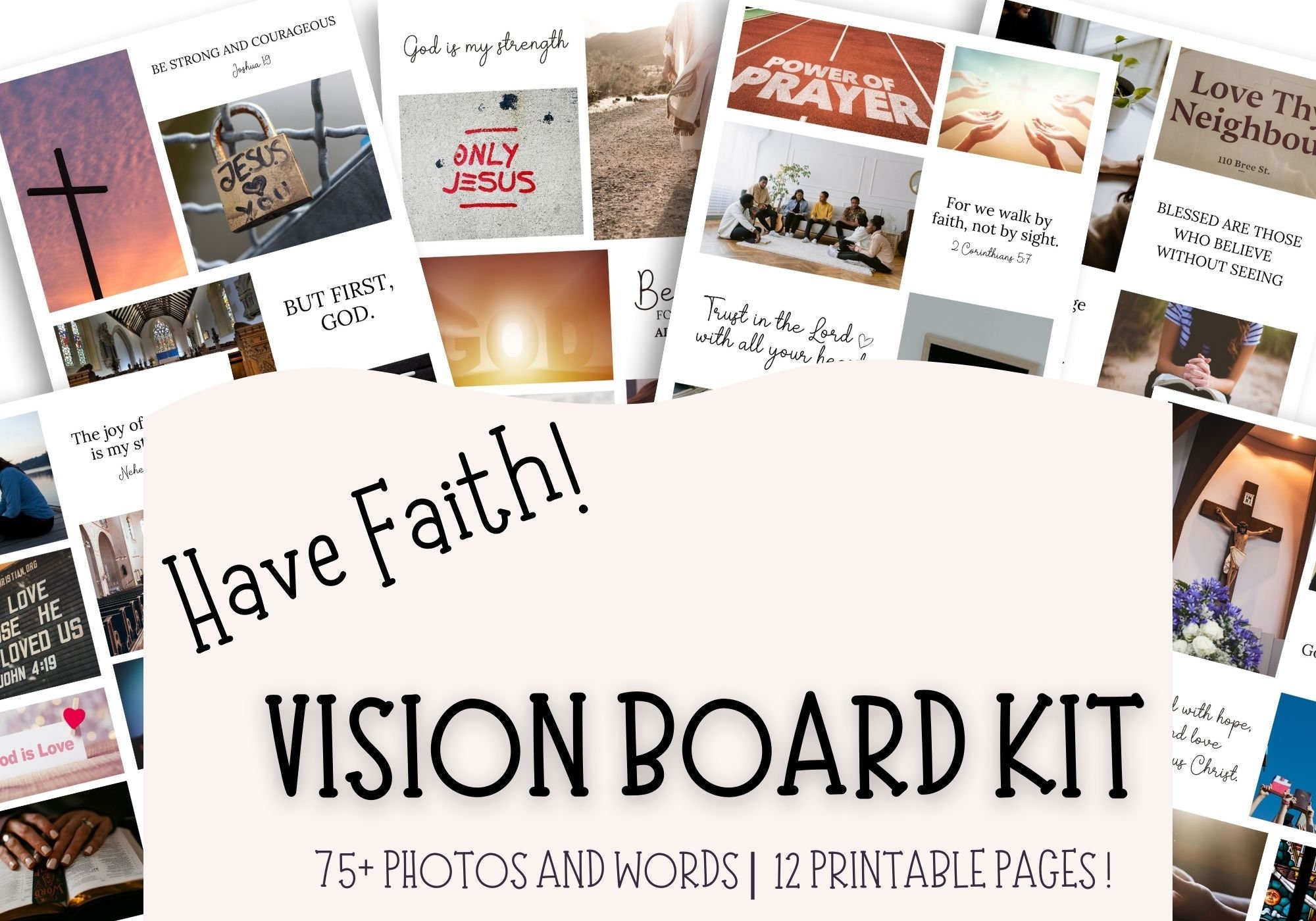 Christian Clip Art Book: Vision Board for Christians with Scriptural Affirmations and Bible Verses | 200+ Pictures, Supplies Kit | Dream Board