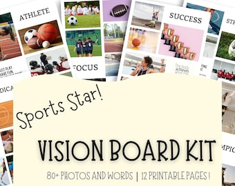 Sport Vision Board Kit, Vision Board Printables für Frauen, Vision Board für Jugendliche, Vision Board Party Kit 2026, Sportcoach Vision Board