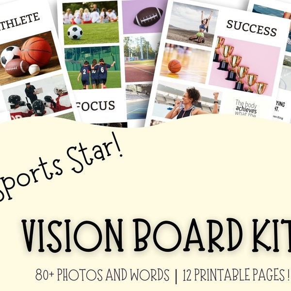 Sports Vision Board Kit, Vision Board Printables for Women, Vision Board for Teens, Vision Board Party Kit 2023, Sports Coach Vision Board