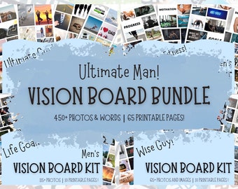 Men's Vision Board Bundle, Vision Board Kit for Boys, Vision Board for Couples, Goal Setting for Men, Motivation for Men