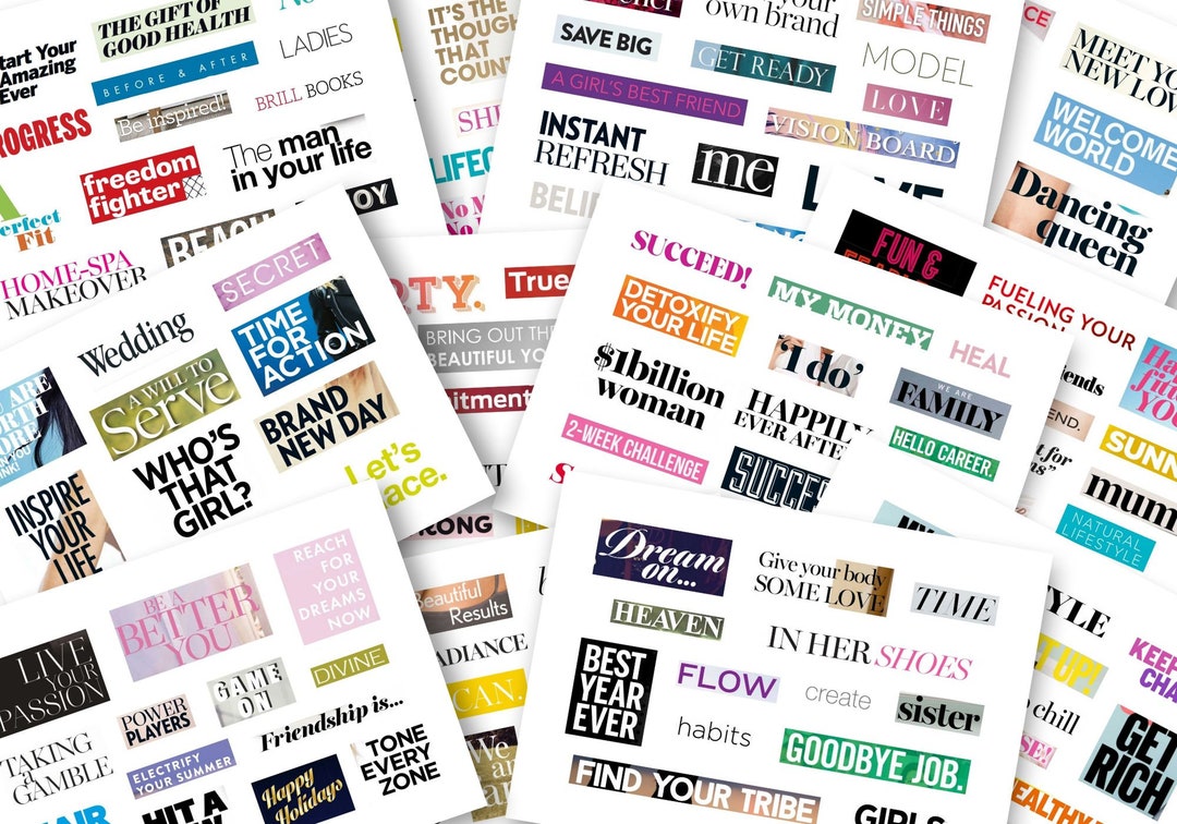 200 Womens 2024 Real Magazine Words Printable, Vision Board Words ...