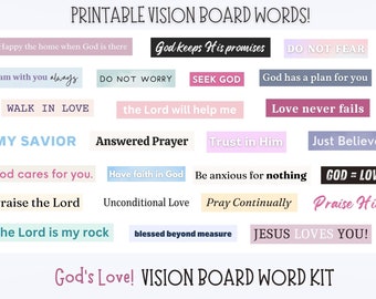 God's Love Vision Board Words, Vision Board Printable, Vision Board Party Kit 2026, Faith Vision Board Word Kit