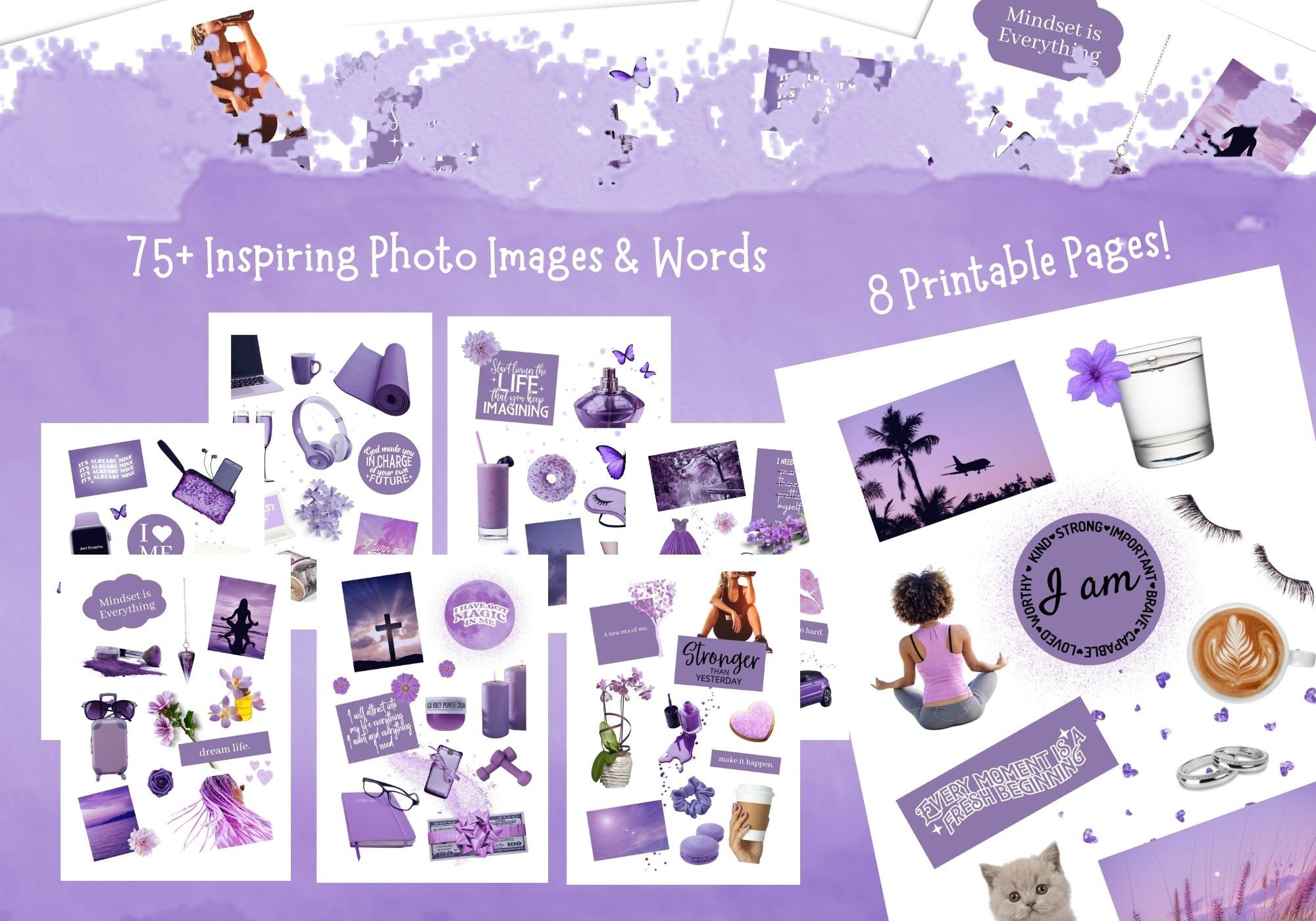 Purple Vision Board Bundle for Women Vision Board Printable Vision Board  Purple Collage Kit Magazine Words Vision Board for Girls 