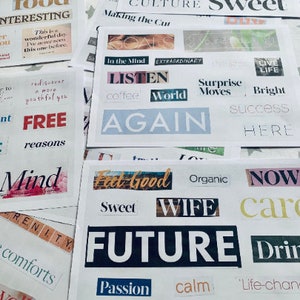 Real Magazine Words Printable Vision Board Kit Magazine Words, Law of ...