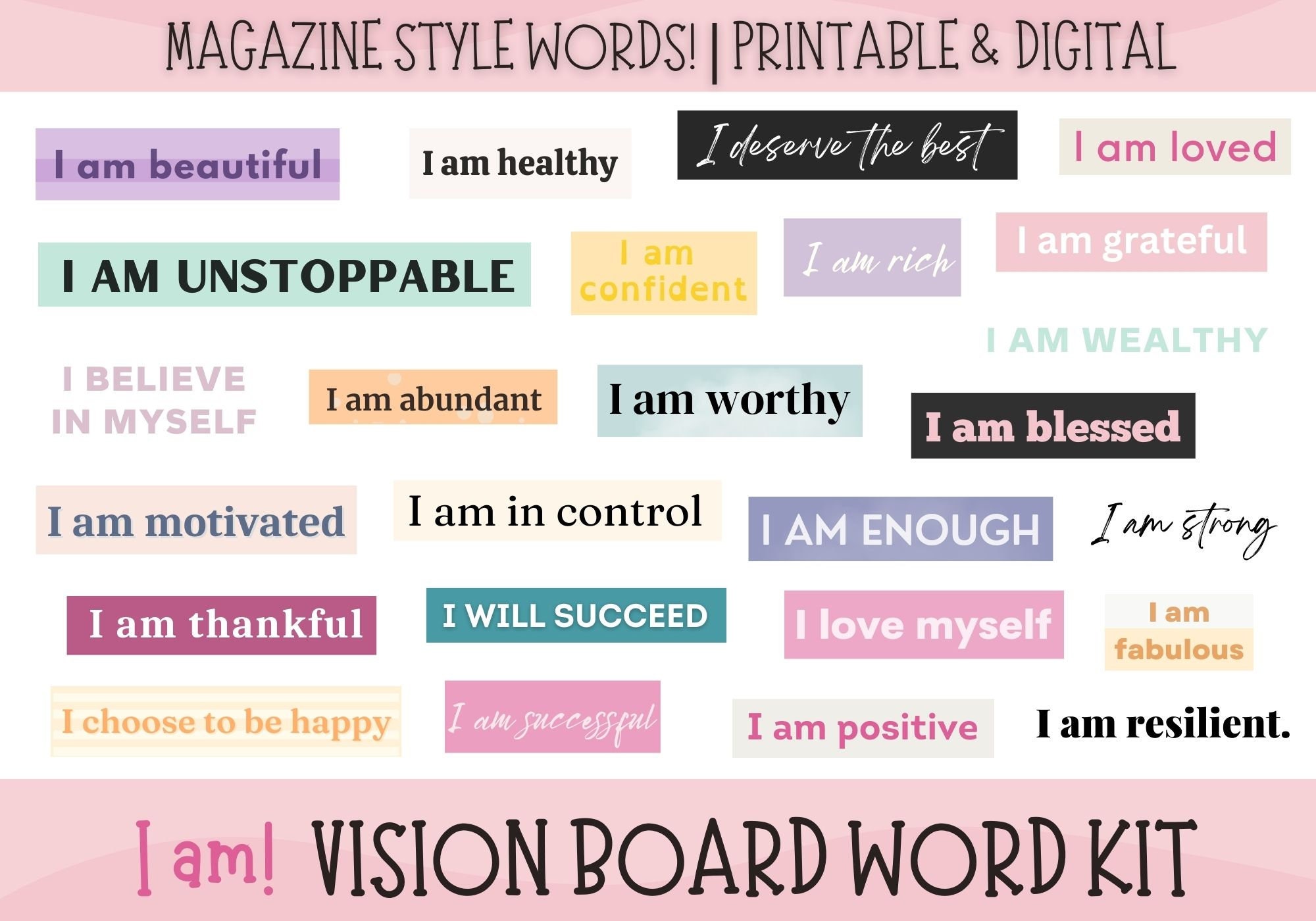 Vision Board Printable Black Women, Vision Board Pictures Kit