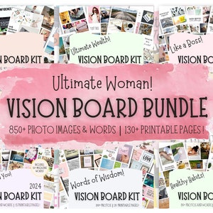 2024 Vision Board Kit Printable, Vision Board With Affirmations