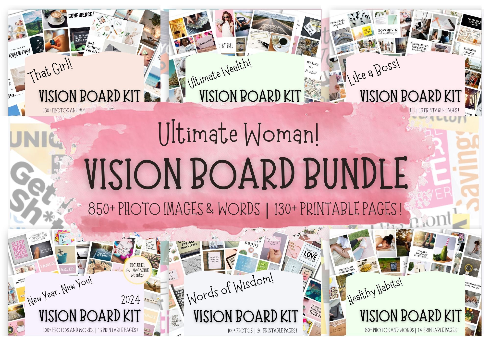 EggSun Vision Board Kit - 1000+ Inspiration Images & Quotes For Goal Setting & Visualization