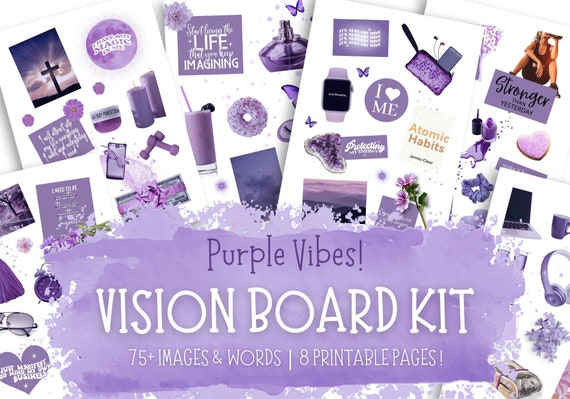 Purple Vision Board Printable Vision Board Kit for Women 2023 Vision Board  for Girls Manifestation Printable Planner Stickers 