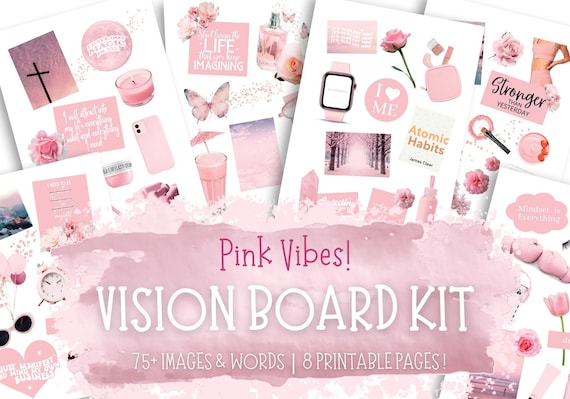 Pink Vision Board Printable for Women, Vision Board Kit for Girls, Pink  Mood Board, Manifestation Printable, Law of Attraction Planner 