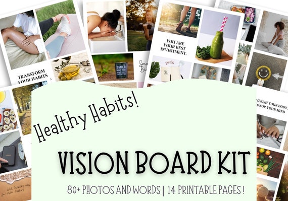 Healthy Habits Vision Board Printable, Vision Board 2024, Health Vision  Board, Vision Board for Women, Vision Board Party Kit 