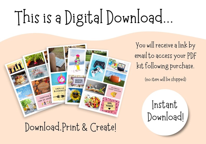 Family Vision Board Kit, Kids Vision Board Printable, Family Activity Printable, Vision Board Printable for Boys & Girls, Rainy Day Activity image 5