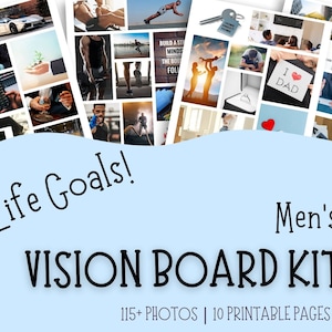Kit Vision Board pour homme, imprimables Vision Board pour garçons, soirée Vision Board, citations et mots, motivation pour homme, fixation d'objectifs pour homme,