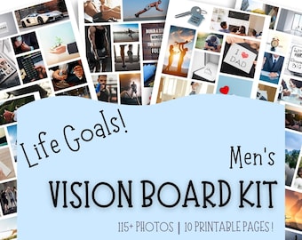 Vision Board Kit for Men, Boys Vision Board Printables, Vision Board Party, Quotes and Words, Motivation for Men, Goal Setting for Men,