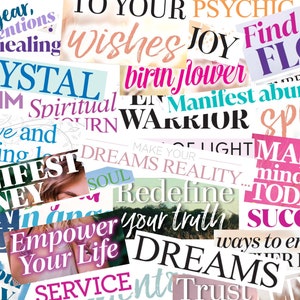 Mais de 200 palavras de revista espiritual, kit de palavras do quadro de visão, festa do quadro de visão 2025, palavras de revista para impressão, kit de quadro de visão para mulheres