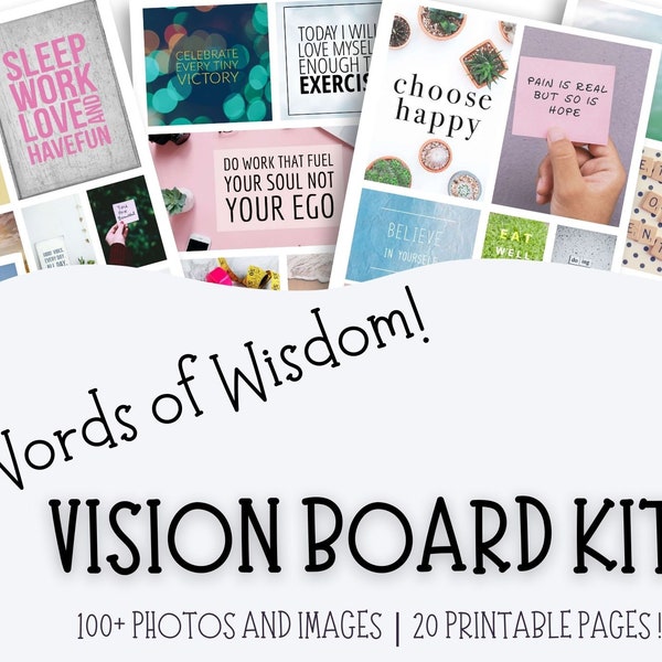 Vision Board Kit, Vision Board Printables, Motivational Words for Women, Vision Board Party 2023, Teens Vision Board