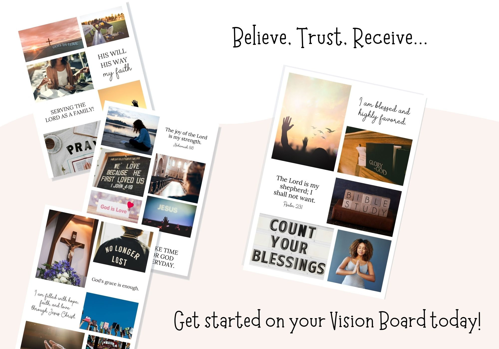 Vision Board Faith Printable, Christian Vision Board Kit, Vision
