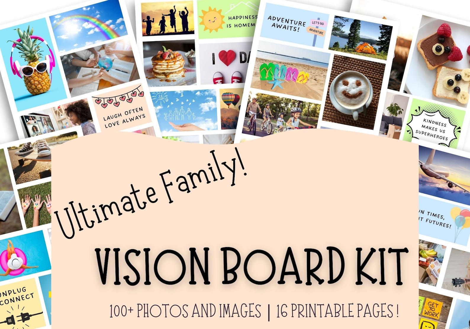 Family Vision Board Kit, Kids Vision Board Printable, Family Activity