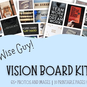 Kit de tablero de visión para hombres, imprimibles de tablero de visión para niños, fiesta del tablero de visión, citas y palabras, motivación para hombres, establecimiento de objetivos para hombres