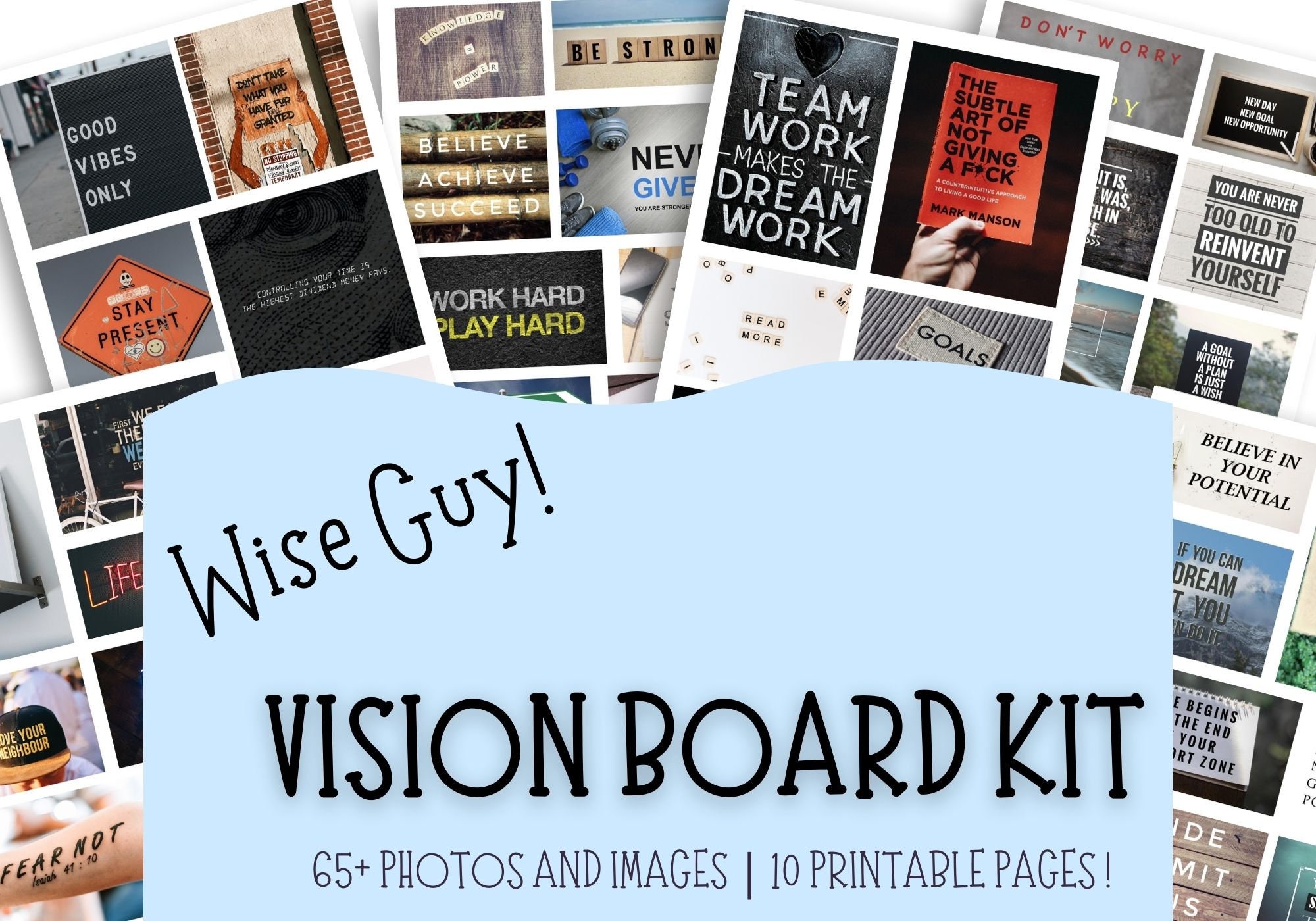 Vision Board Kit for Men, Boys Vision Board Printables, Vision Board Party,  Quotes and Words, Motivation for Men, Goal Setting for Men 