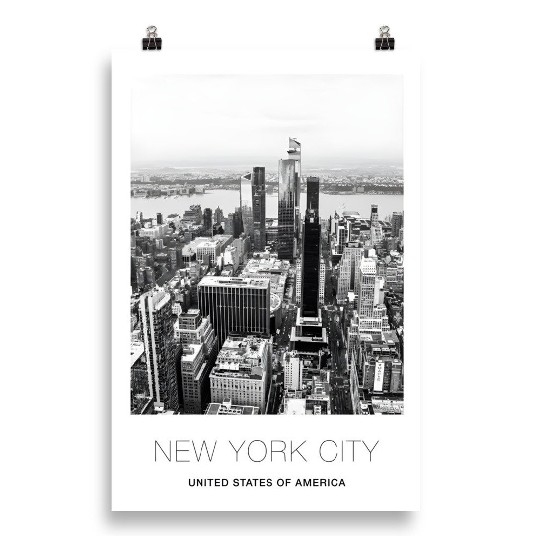 New York City Skyline Black & White Premium Print | Urban NYC Wall Art ...