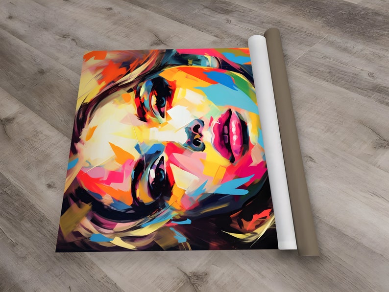 Colorful Woman Portrait Poster - Vibrant Face Print in Pop Art Style ...