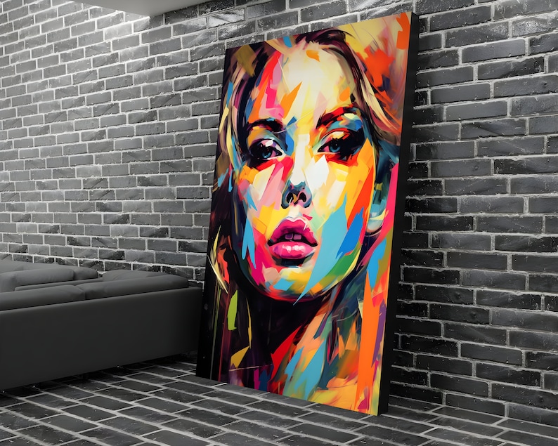 Colorful Woman Portrait Poster - Vibrant Face Print in Pop Art Style ...